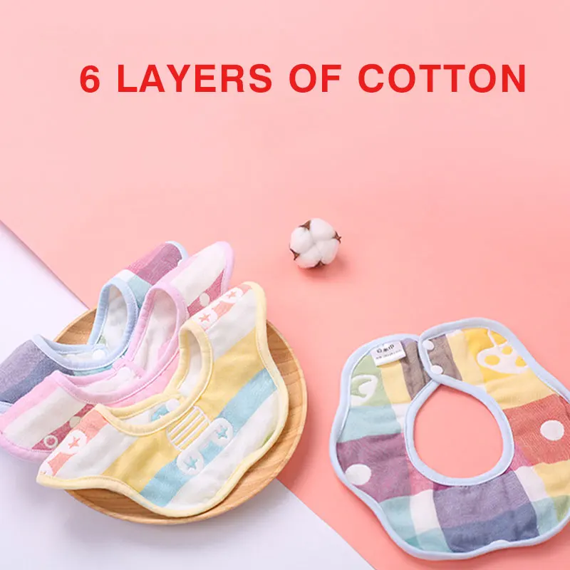 

5 Pcs Baby Bibs Lovely Flower Style Waterproof Bibs 360 Degree Rotating Baby Bib Cotton Saliva Towel Feeding Smock Infant Cloths