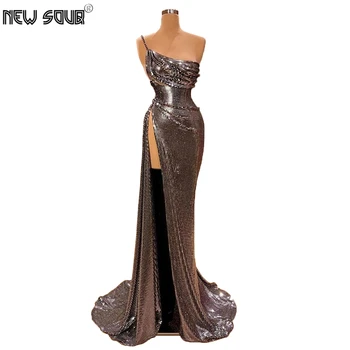 

Modern Design Arabic Dubai Evening Dress 2020 Simple Sequins Formal Dress Vestido de Festa Split Side Prom Dresses Middle East