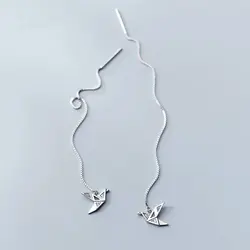 Ювелирные украшения из стерлингового серебра 925 пробы бумажный журавль оригами Висячие серьги для женщин девочек модные ювелирные изделия