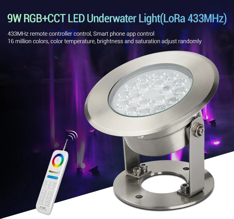 MiBOXER 9W RGB+ CCT светодиодный подводный свет для бассейнов(LoRa 433 MHz) 12 V-24 V Водонепроницаемая Ландшафтная лампа может удаляться/приложение/Голосовое управление