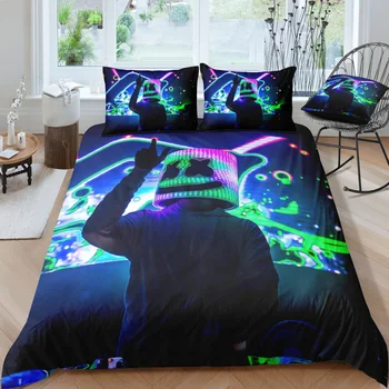 

3D Printed Marshmello DJ Duvet Cover with Pillow Cover Bedding Set Single Double Twin Full Queen King Size Bed Set for DJ Fans