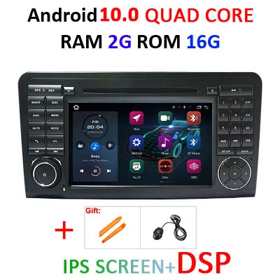 4G 64G 2 din Android 10 автомобильный мультимедийный DVD gps навигатор для Mercedes Benz ML GL CLASS W164 ML350 ML500 GL320 авто радио DSP - Цвет: 2G 16G IPS DSP