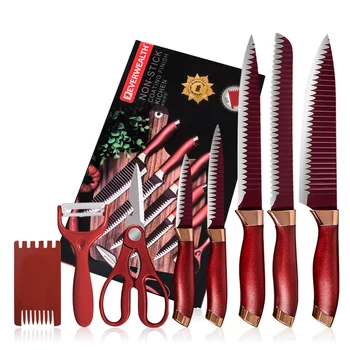 

Sowoll Stainless Steel Knives Set with Multi-functional Kitchen Scissors Peeler Gift Box Ergonomic Handle Paring Chef Knife Tool