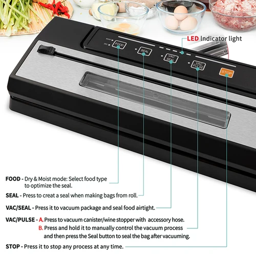 YUMYTH 투명 창 디자인 식품 진공 실러, 가정용 진공 포장 기계, 수비드 진공 백, 저장 공간 절약 T294 4