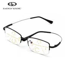

BEGREAT Presbyopic Eyewear Half Frame Bifocal Reading Glasses Titanium Men Progressive Bifocal Blue Light Blocking Glasses
