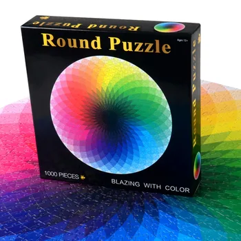 

1000Pcs/Set Colorful Rainbow Round Kids Adults Cardboard Colorful Round Jigsaw Puzzles Rainbow Palette Intellectual Home Game
