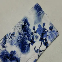 100x140 см традиционная китайская сине-белая рисованная Цветочная вискозная ткань, мягкая гладкая ткань для рубашки, детская одежда, платье paja