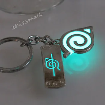 

Glowing Naruto keychain Naruto Uzumaki Naruto Konoha Logo Anime Keychain key ring GLOW in the DARK Luminous keychain Pendants
