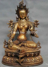 Бесплатная доставка Китайская тибетская народная Храмовая бронзовая фигурка позолоченная ЗЕЛЕНАЯ ТАРА статуя Бодхисаттвы Гуаньинь(China)