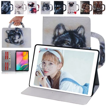 

Handle Tablet Case For Samsung Tab A 10.1 2019 T510/T515 Leather Stand Cover Folio Flip Protective Shell With Card Slot TPU Case