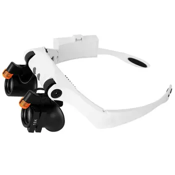 

Glasses Magnifier Cold Warm Light Source Magnifying Glass with 12 Lens 3X-10X