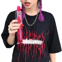 Харадзюку, негабаритная Футболка, женская, светоотражающая, с буквенным принтом, топы, футболка, Femme, Готическая рубашка, свободная летняя футболка, крутая, для девушек