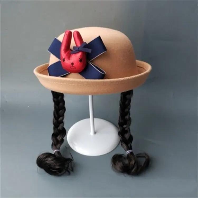 Girls Top Hat Japanese Style Wigs Lovely Flowers Autumn Winter Warm Birthday Party Performance Casual High Quality Child Hats