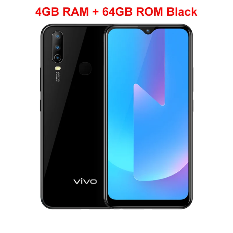 vivo U3x мобильный телефон 6,35 дюймов экран 3 ГБ+ 32 ГБ Восьмиядерный Snapdragon665 5000 мАч большая батарея 13,0 МП камера Samrtphone - Color: 4GB 64GB BLACK