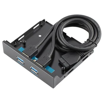 

USB 3.0 Connector 20 Pin 2 Ports Front Panel Bay Hub Controller Bracket Cable Plug and Play Floppy Disk Internal