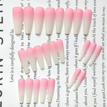 

24 Pcs/Box DIY Matte Gradient Pink False Nails Full Cover False Nail Tips Manicure Press On Nail Fake Nails Nail Art Tools