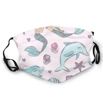 

Happy Dolphin Mermaid Double-sided printed dustproof and windproof mask, can be cleaned and reused, suitable for outdoor sports