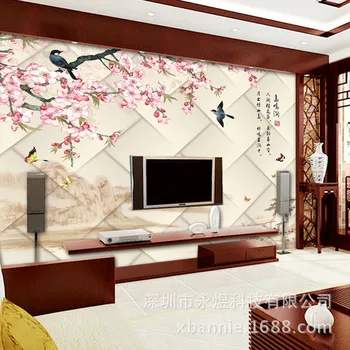 

In-3D Stereo Personalized Seamless Mural Wallpaper Shenzhen Birdsong Jian Flower and Bird Background Wall