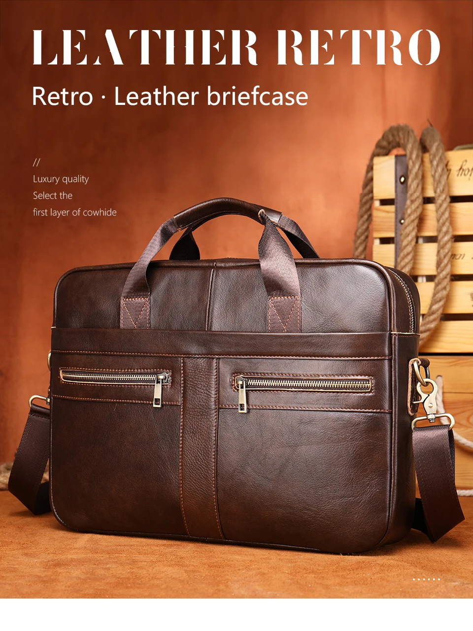 Westal 15.6inch Laptop Bag For Men Document Bag A4 Men's Leather Bags