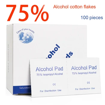 

100pcs Antivirus 75% Alcohol Prep Pads Disposable Alcohol Cotton Wipe Sheet Disinfection Tablet Sterilize 99.9%
