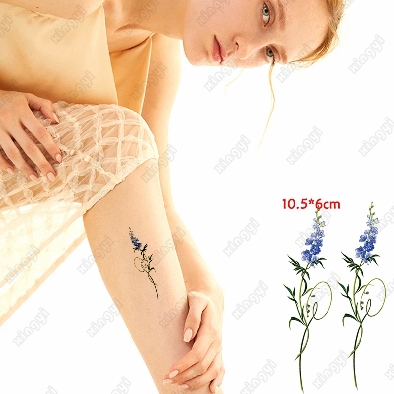 

Waterproof Temporary Tattoo Sticker Lavender Cute Flowers Flash Tatto Arm Wrist Water Transfer Fake Tatto Body Art for Women Men