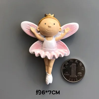 pink angel Стерео розовый Угол Крылья танцующая девушка магнит на холодильник Дети Девочка как милый стикер креативный паста украшение для дома кухни - Цвет: pink angel
