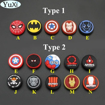 

YuXi 50pcs Spider Iron Man Silicone Analog Thumb Grips for Sony PS3 PS4 Slim Controllers Caps Cover for XBox One 360 Switch Pro
