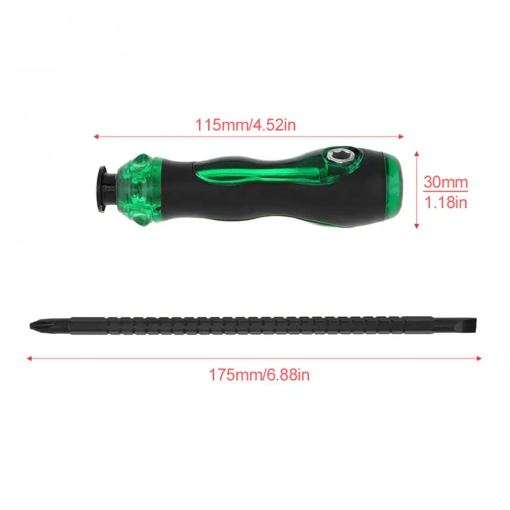 Telescopic Ratchet Screwdriver Repair Household Hand Tool Dual-end Screw Driver Slotted Cross Magnetic Screwdriver for Repairing