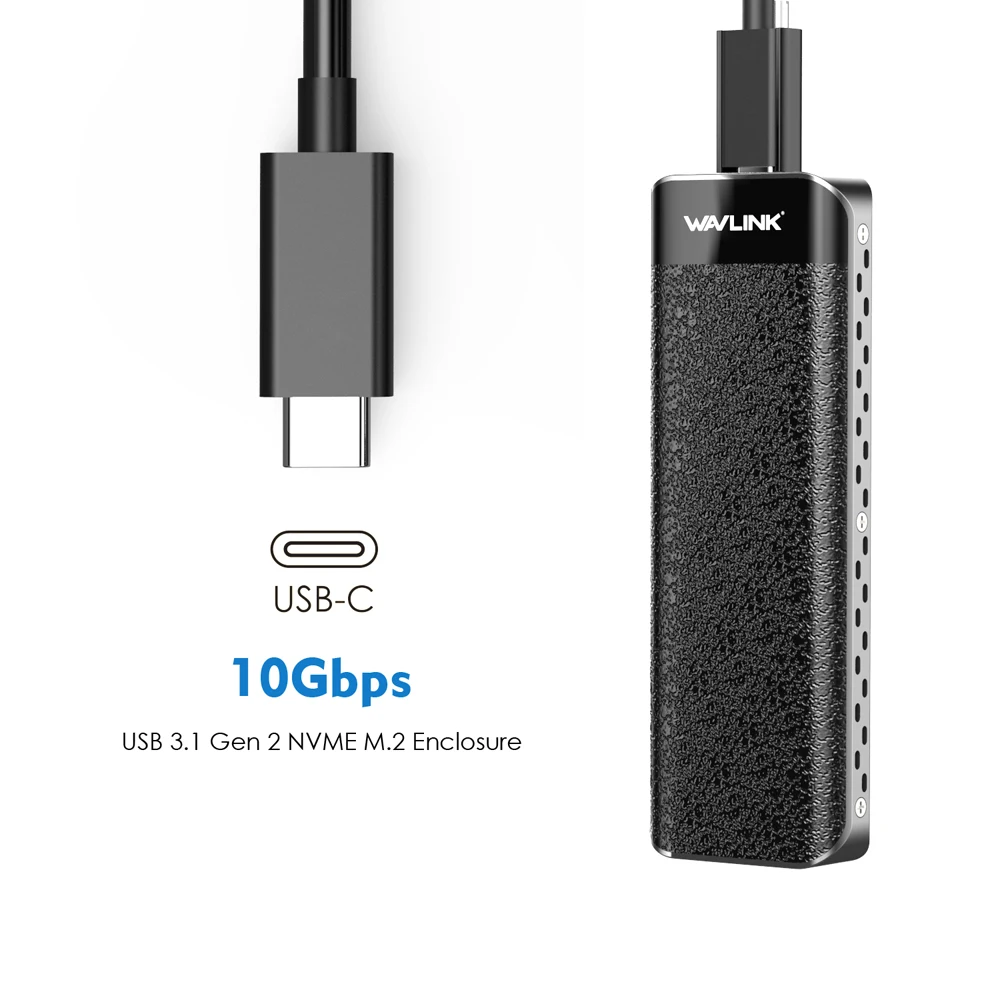 Wavlink USB-C M.2 NVMe корпус до 10 Гбит/с USB 3,1 Gen 2 SSD чехол m-ключ NVMe разъем Тип-C для 2230/2242/2260/2280 мм SSD жесткий диск