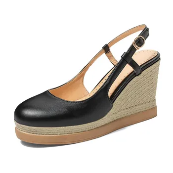 

Wedge Pumps for Women Platform High Heels Shoes Round Toe Slingback Shoes 2020 Buckle Strap Office Dress Ladies Shoes Size 43 44