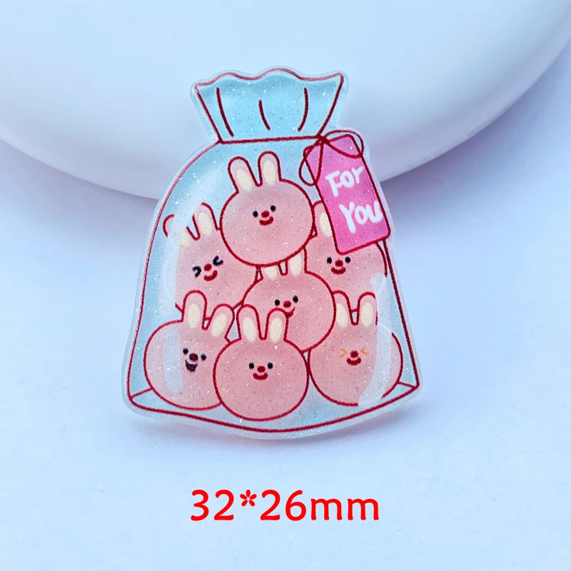 10 / 20 PCS New Cartoon Kawaii Doughnuts, Rabbits, Ice Cream, Acrylic Flat DIY Crafts, Mobile Phone Decoration Accessories B21
