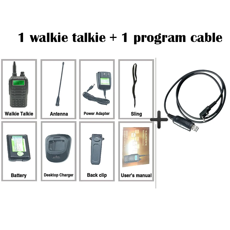 Quansheng TG-UV2 Высокое качество Мощный 5 Вт рация Vhf рация радио Cb сканер трансивер Радио связь - Цвет: Add a program cable