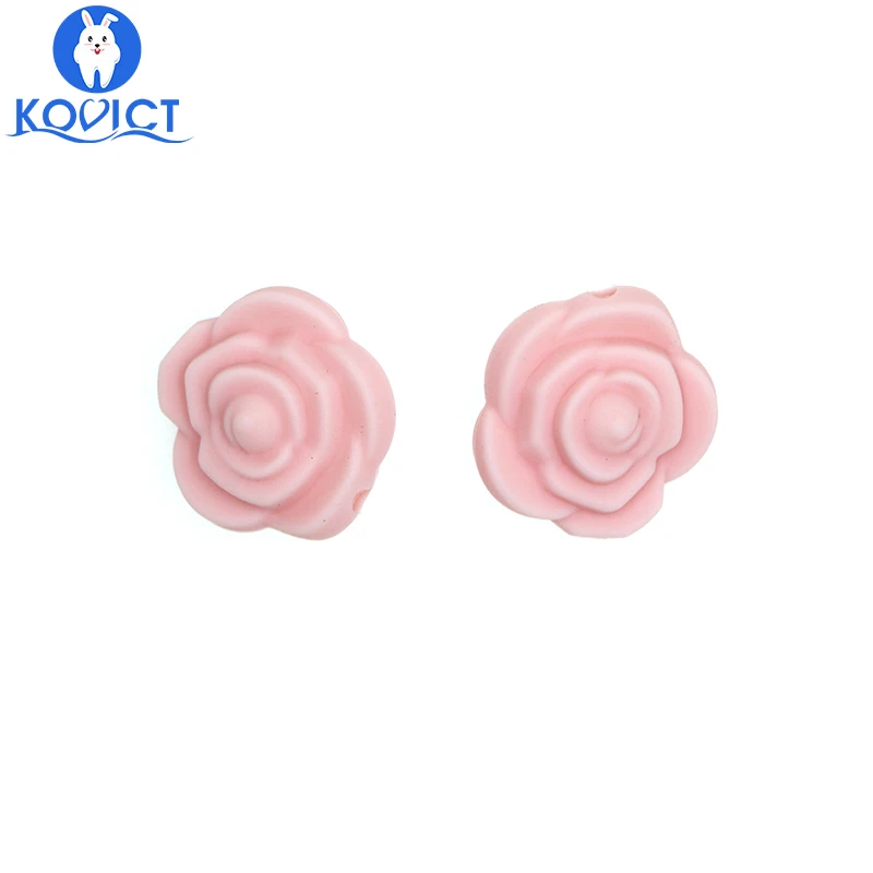 Kovict 10 шт силиконовые бусины Цветок Детские Прорезыватели BPA бесплатно Роза Детские Прорезыватели для зубов ожерелье из жевательной резинки игрушка для прорезывателя силиконовые - Цвет: 10pcs quartz pink