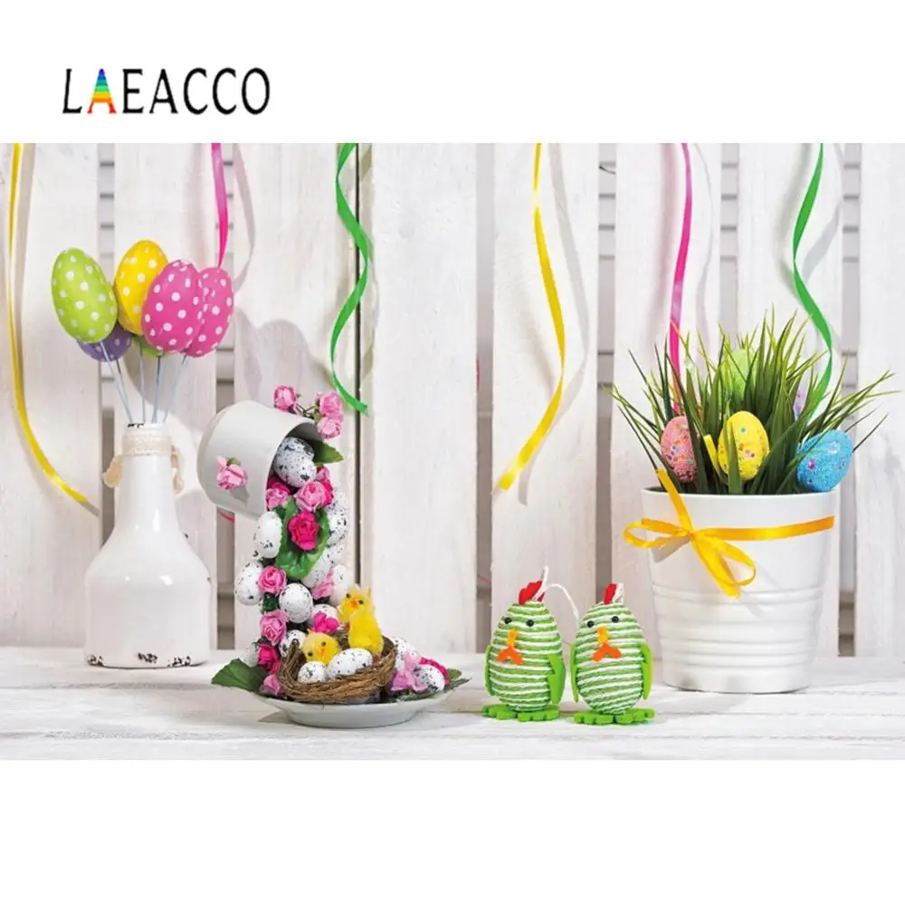 

Laeacco Easter Eggs chick Flowers Photographic Backdrops Birthday Party Personalized Decor Photography Backgrounds for Photocall