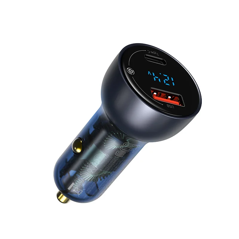 Baseus 65W PD Car Charger QC 4.0 QC 3.0 LED Display Type-C Fast Charger Quick Charger For iPhone Xiaomi USB Phone Charger In Car 65 watt car charger Chargers