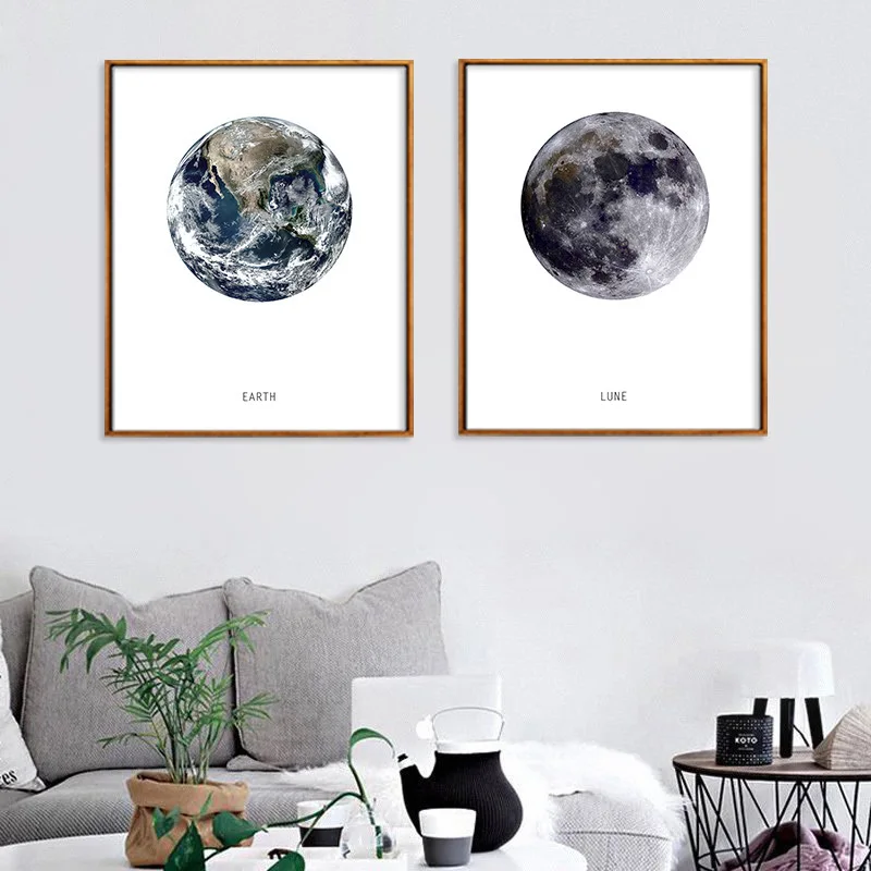 

Modern Minimalist Northern European-Style Living Room Decoration Painting Earth Library Hanging Painting Family Decoration wu ku