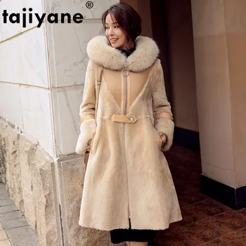 

Natural Real Fur Coat Female Winter Women Clothes 2019 Fox Fur Collar Genuine Leather Mink Wool Jacket Double-faced Tops ZT4089