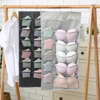 

Warm Love Suspension Type Grid Two-sided Wardrobe Hanging Bag Solo Dormitory Household Accept Hanging Bag Both Sides Use