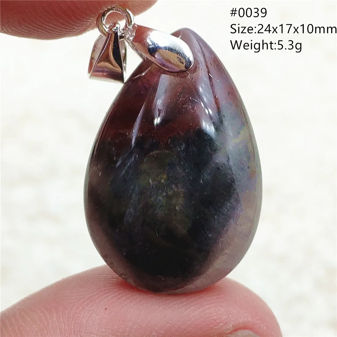 Genuine Natural Cacoxenite Auralite 23 Purple Red Pendant Water Drop Rutilated Bead Women Men AAAAAA