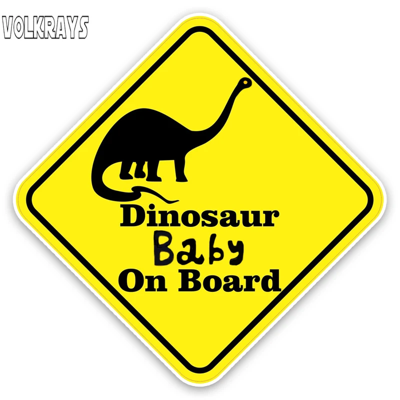 Volkrays Cartoon Car Sticker Dinosaur Baby on Board Colored Graphic