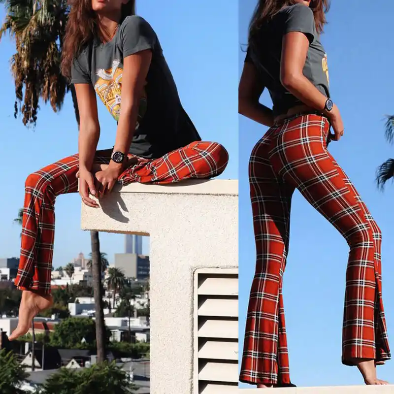 flared checkered pants