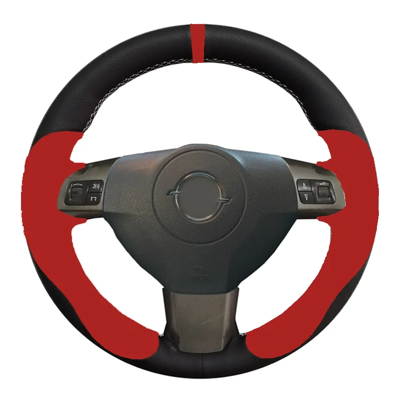 Искусственная кожа Чехол рулевого колеса автомобиля для Opel Astra(H) Signum Corsa 2004-2009 Zaflra(B) 2005- Vectra(C) 2005-2009 - Название цвета: Red insert