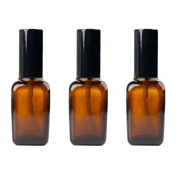 

3 pcs Essence Oil Container Square 50ml Amber Glass Portable Spray Bottles Empty Bottle Diffuser for Travel