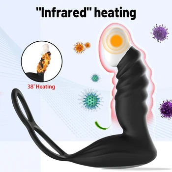 Remote Vibrator Anal Butt Plug With Penis Cock Ring Male Prostate Massager Peni Delay Ejaculation Ring Sex Toys For Men Buttplug 2
