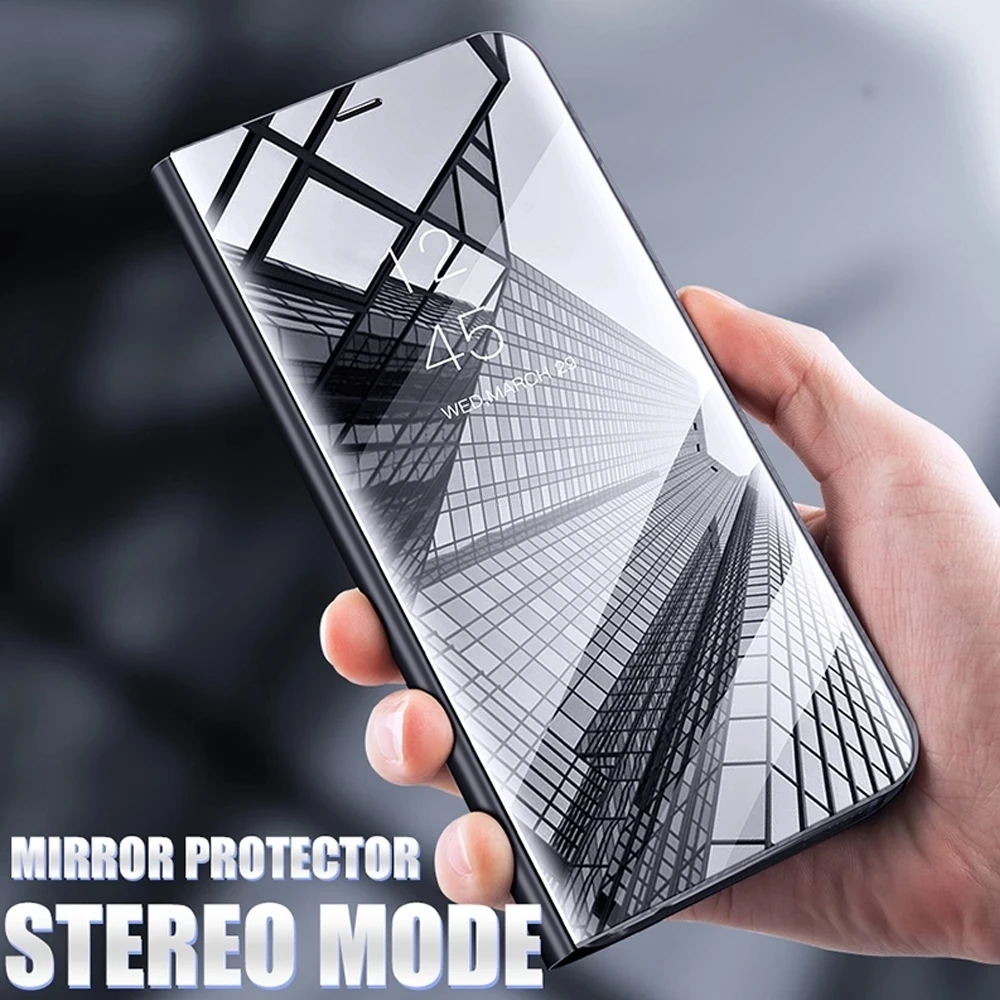 Умный чехол-книжка для Huawei Nova 8 Pro 7i 6 SE 5 3i Y6 Y7 Y8P Y9 Prime 2019 зеркальный кожаный |