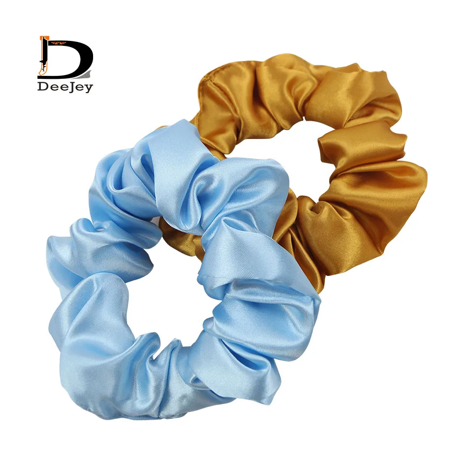 Customize allover soft material popular hair scrunchies silk elastic bobble hair ties colorful scrunchies