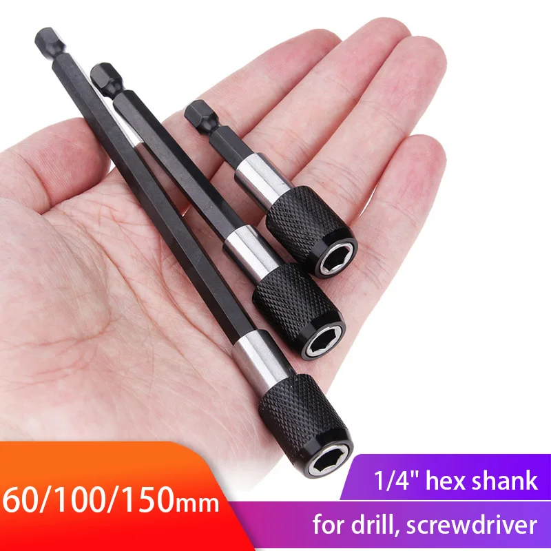 14InchHexShankQuickReleaseScrewdriverBitHolderwithAdjustableCollarExtensionBar