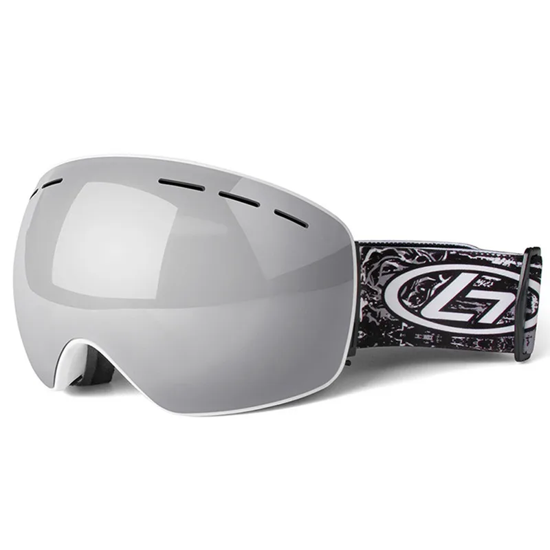 Лыжные очки двухслойные UV400 Анти-туман большие Лыжные маски очки для катания на лыжах мужчины женщины снег сноуборд очки - Цвет: silver