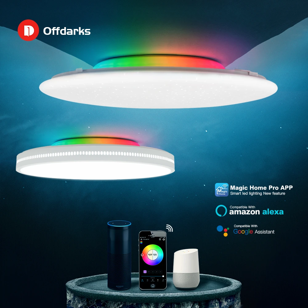 OFFDARKS Modern LED Smart Ceiling Light WiFi / APP Intelligent Control Ceiling lamp RGB Dimming 36W / 48W / 60W / 72W tv led backlight