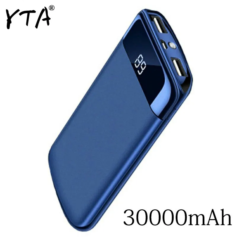 30000 мАч Внешний аккумулятор повербанк 2 USB LED портативное зарядное устройство для